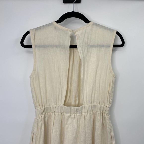 Everlane Tiered Linen Sleeveless Midi Dress Open Back Fit and Flare Ivory New 0 - Picture 5 of 7